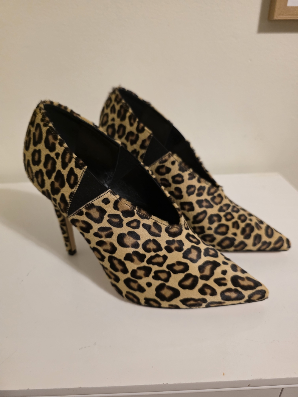 Tamara Mellon Leopard Print Pointed Toe Stiletto Booties